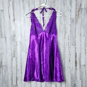 Frederick's Of Hollywood Halter Lace Nightie Purple Size Medium
